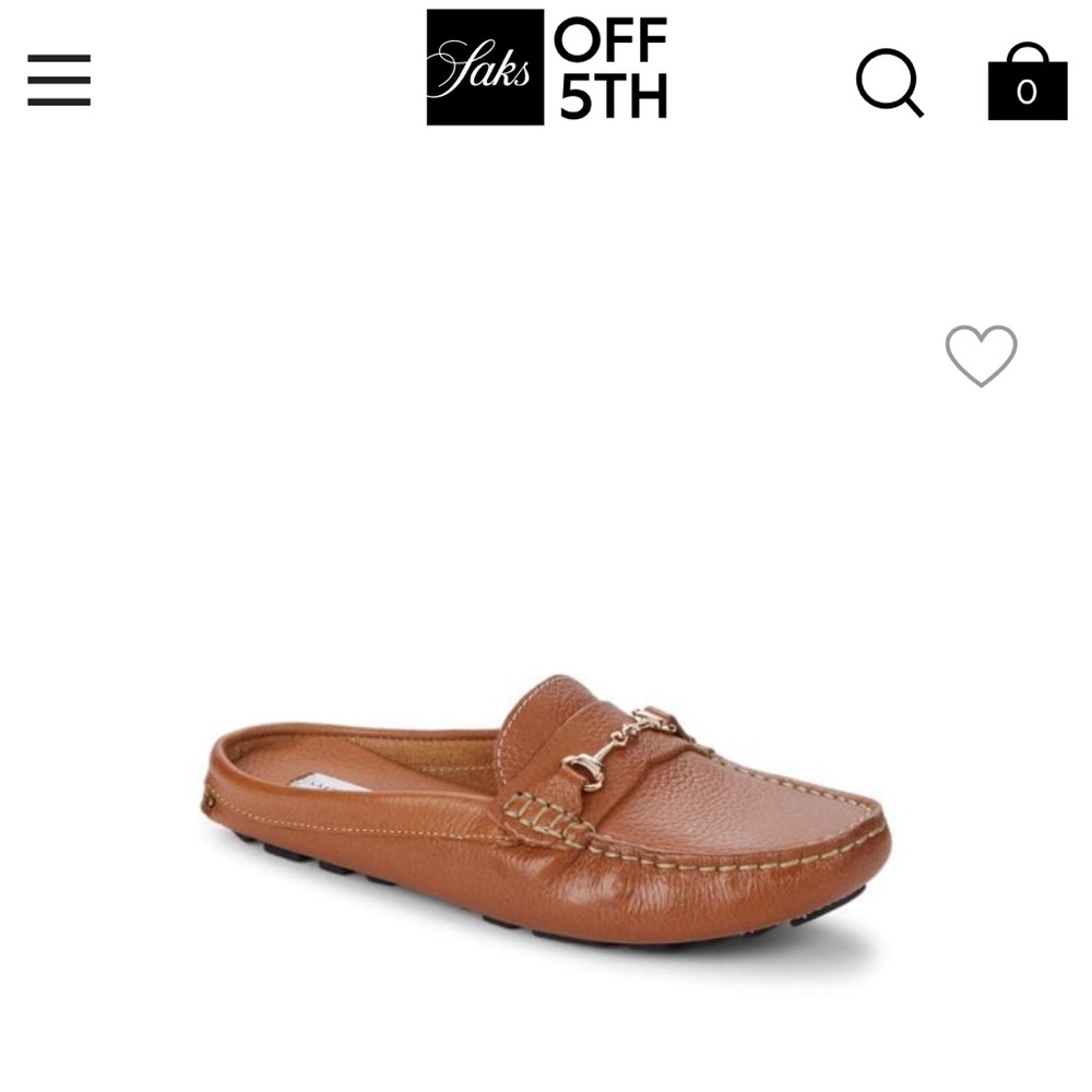 Saks Fifth avenue slip on leather loader mules